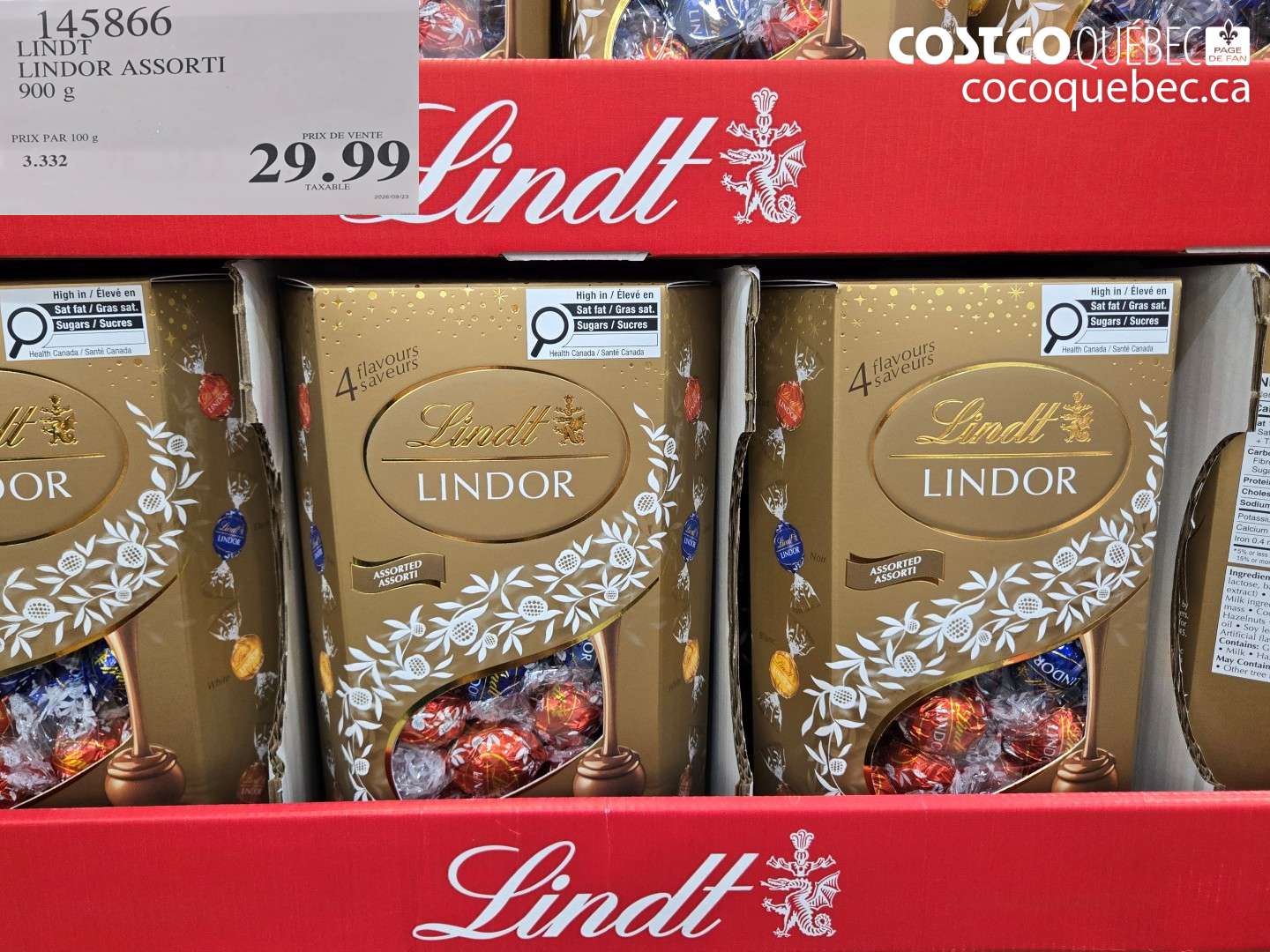 145866 LINDT LINDOR ASSORTI $29.99