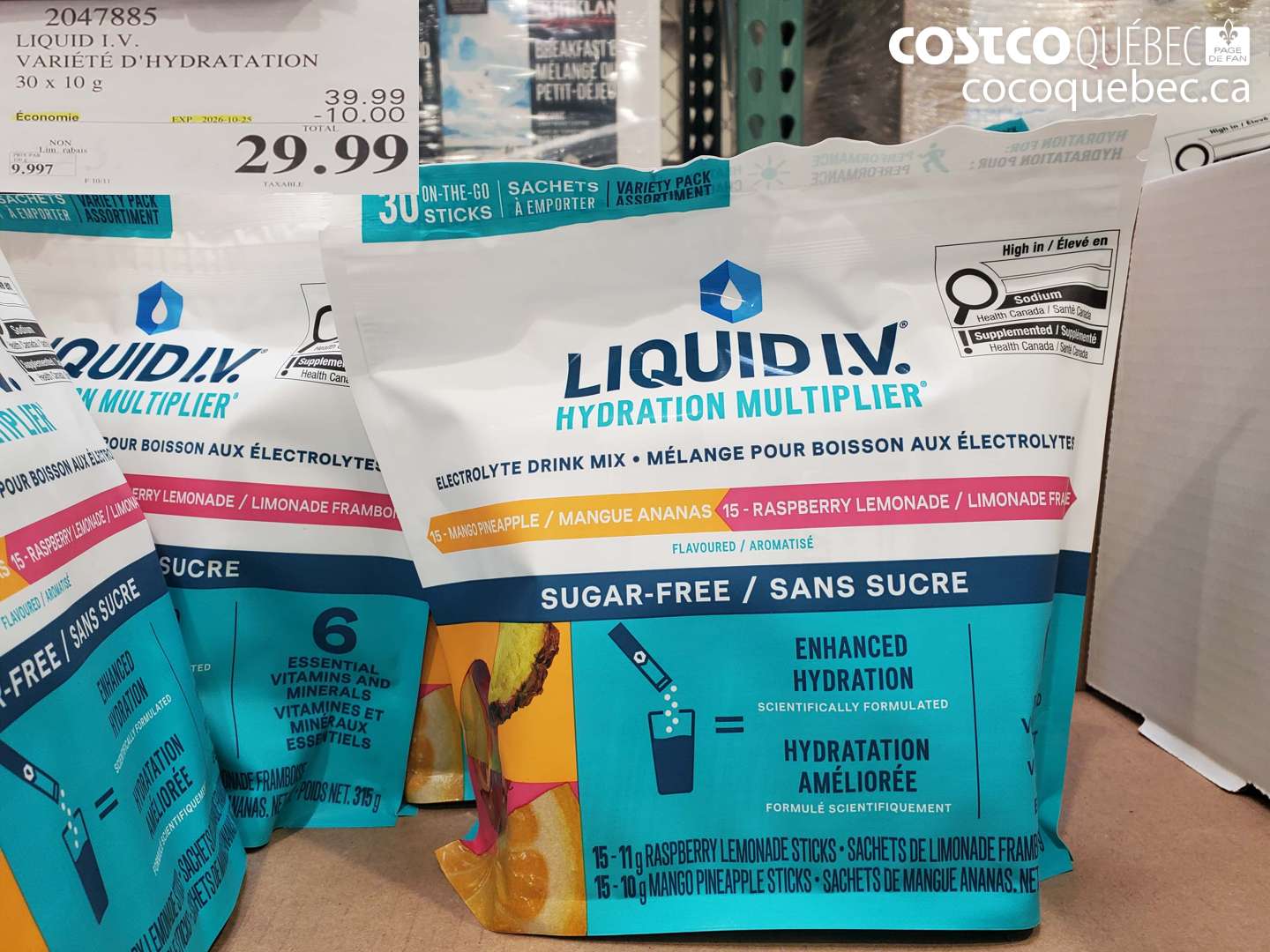 2047885 LIQUID I.V. VARIÉTÉ D'HYDRATATION ($10.00 INSTANT SAVINGS EXPIRES ON 2026-10-25) $29.99