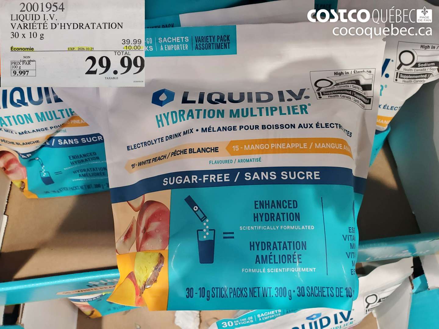 2001954 LIQUID I.V. VARIÉTÉ D'HYDRATATION ($10.00 INSTANT SAVINGS EXPIRES ON 2026-10-25) $29.99