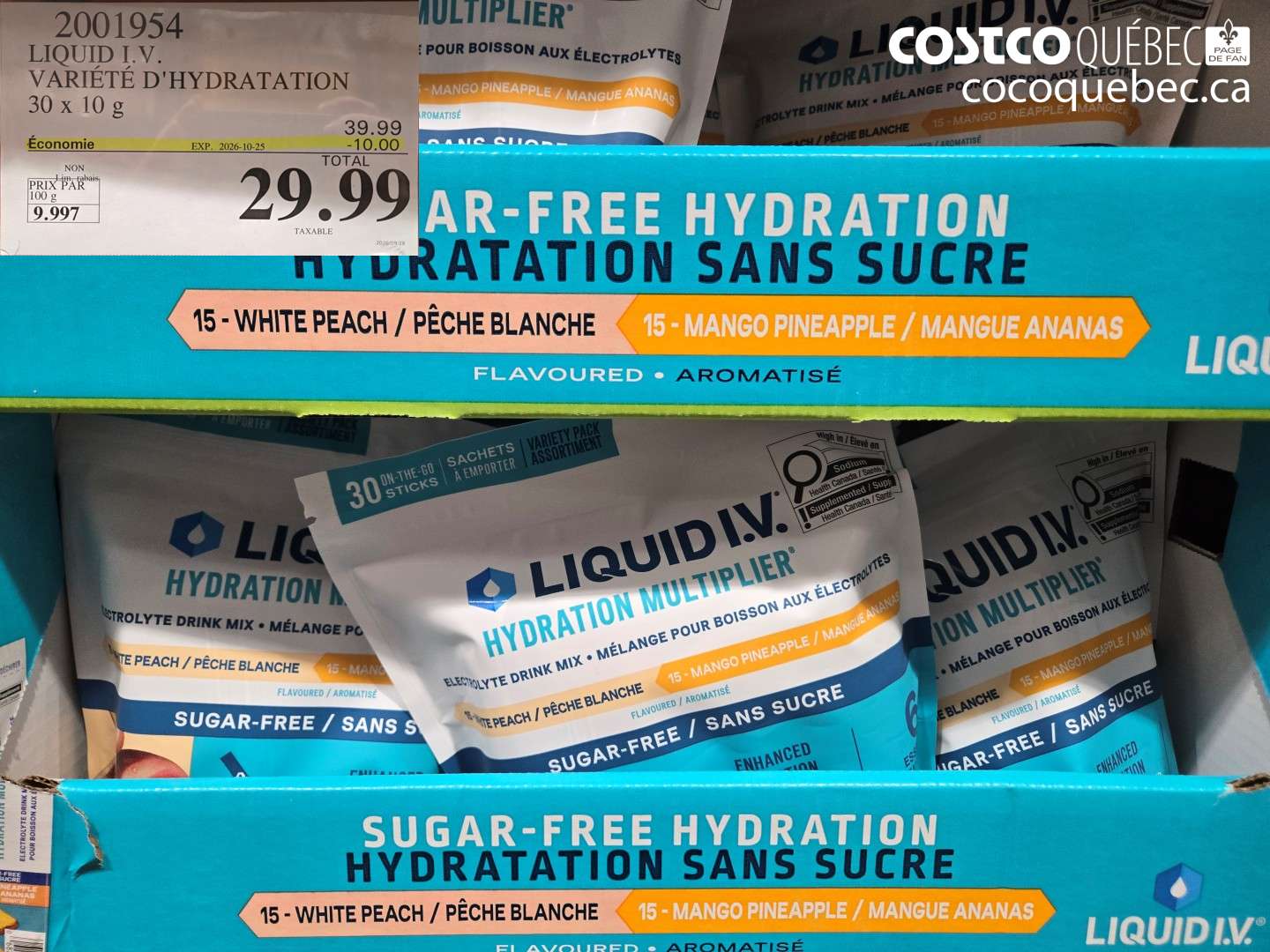 2001954 LIQUID I. V. VARIÉTÉ D'HYDRATATION ($10.00 INSTANT SAVINGS EXPIRES ON 2026-10-25) $29.99
