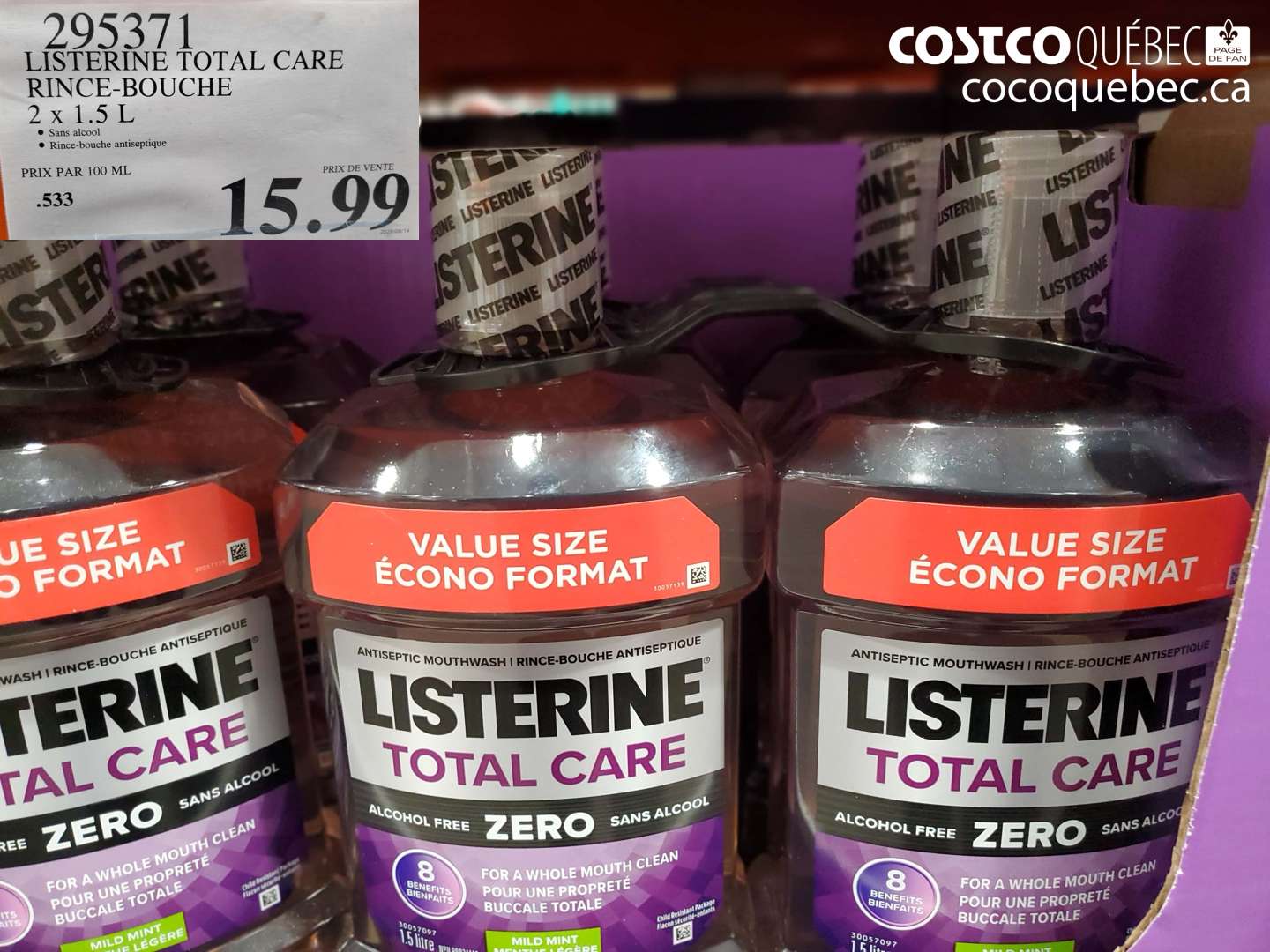 295371 LISTERINE TOTAL CARE RINCE-BOUCHE 2 X 1.5 L $15.99