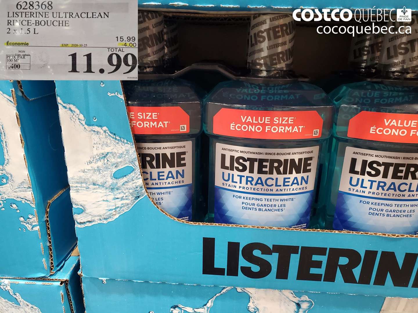 628368 LISTERINE ULTRACLEAN RINCE-BOUCHE ($4.00 INSTANT SAVINGS EXPIRES ON 2026-10-25) $11.99