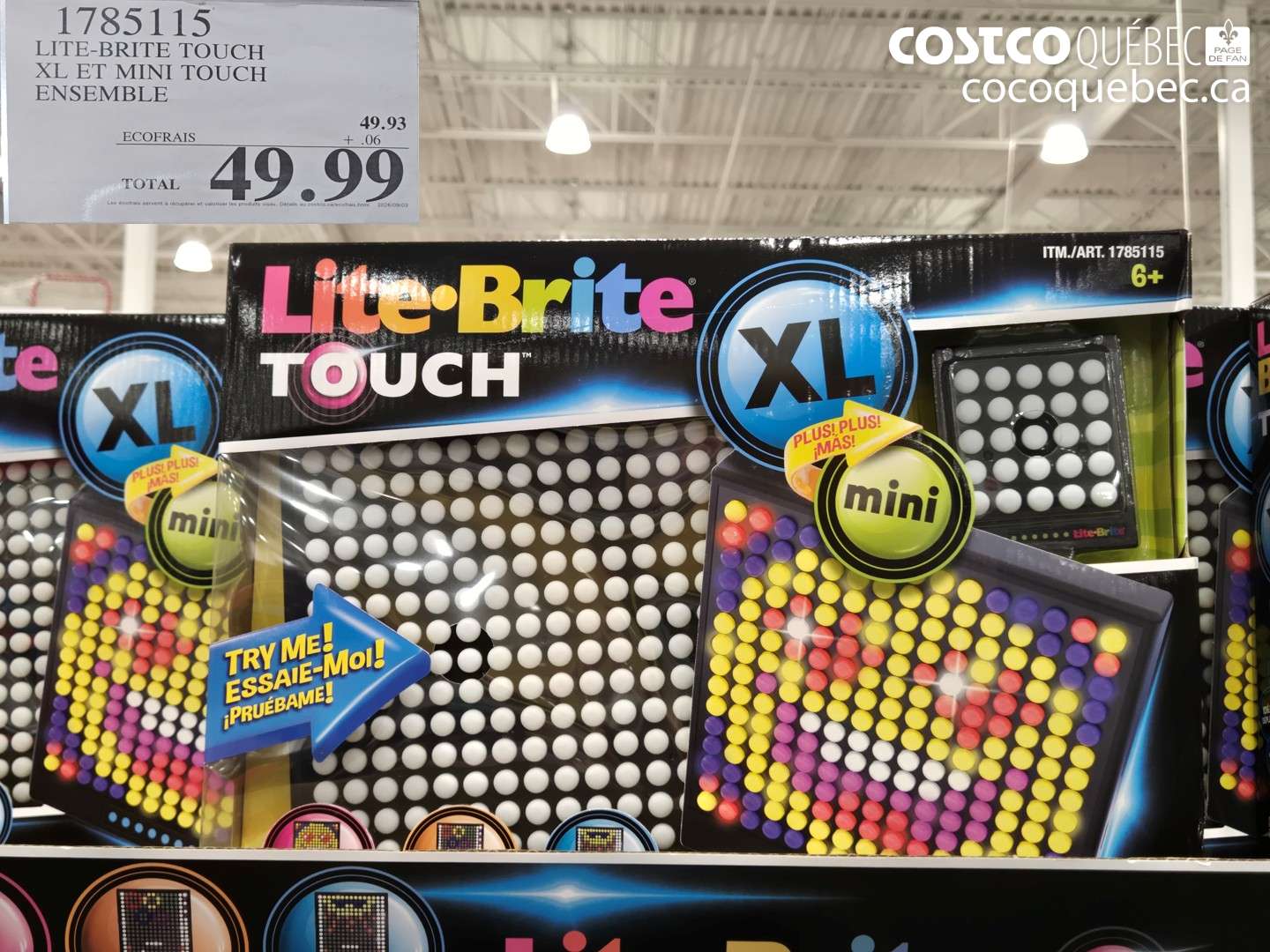 1785115 LITE-BRITE TOUCH XL ET MINI TOUCH ENSEMBLE $49.99
