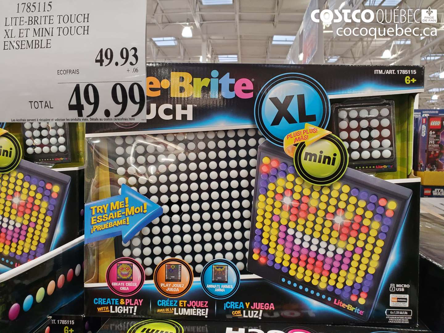1785115 LITE-BRITE TOUCH XL ET MINI TOUCH ENSEMBLE $49.99