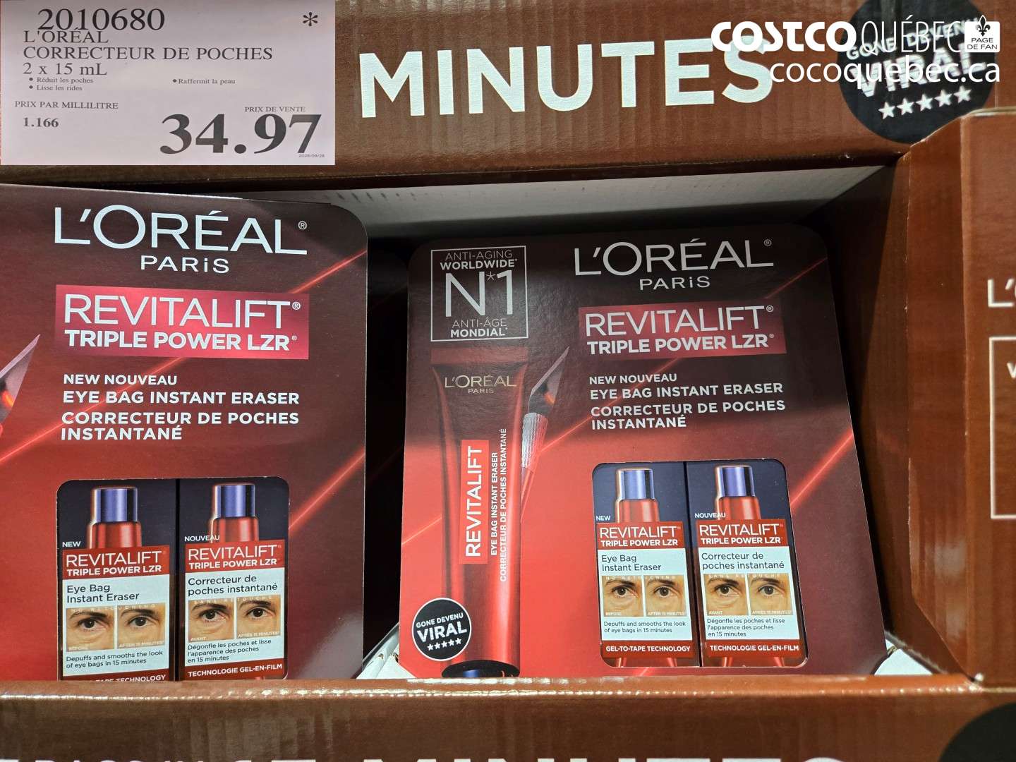 2010680 L'ORÉAL CORRECTEUR DE POCHES 2 X 15 ML $34.97