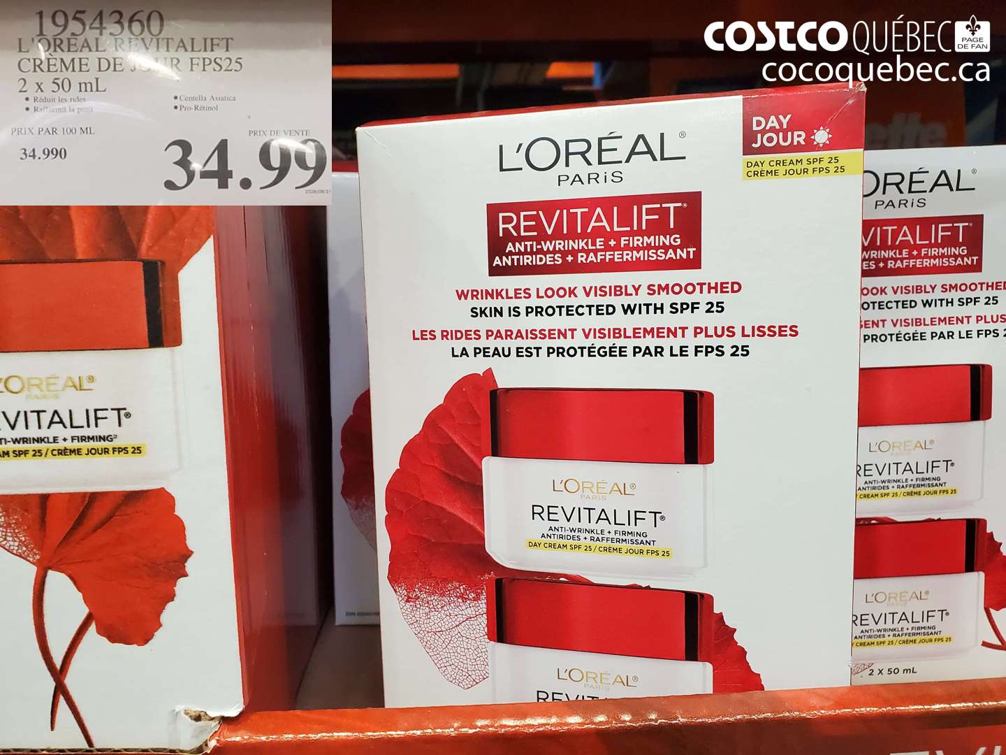 1954360 L'OREAL REVITALIFT CREME DE JOUR FPS25 2 X 50 ML $34.99