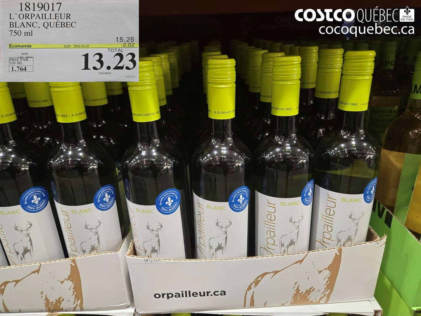 1819017 L`ORPAILLEUR BLANC, QUÉBEC ($2.02 INSTANT SAVINGS EXPIRES ON 2026-10-25) $13.23