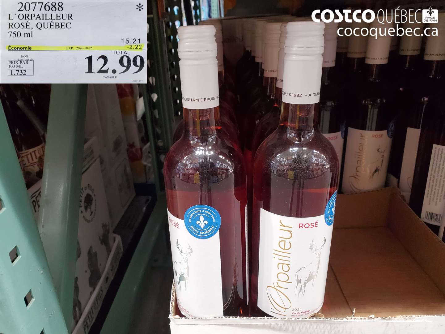 2077688 L'ORPAILLEUR ROSÉ, QUÉBEC ($2.22 INSTANT SAVINGS EXPIRES ON 2026-10-25) $12.99