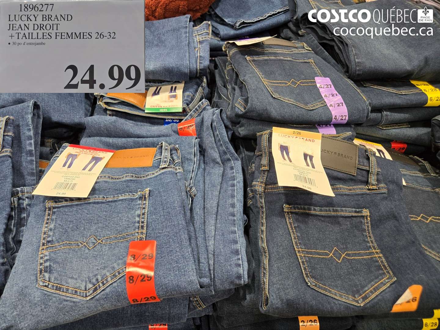 1896277 LUCKY BRAND JEAN DROIT +TAILLES FEMMES 26-32 $24.99