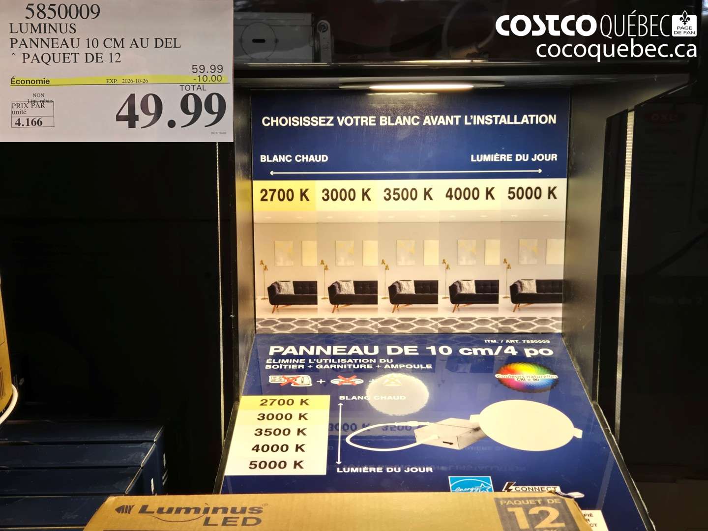 5850009 LUMINUS PANNEAU 10 CM AU DEL ($10.00 INSTANT SAVINGS EXPIRES ON 2026-10-26) $49.99