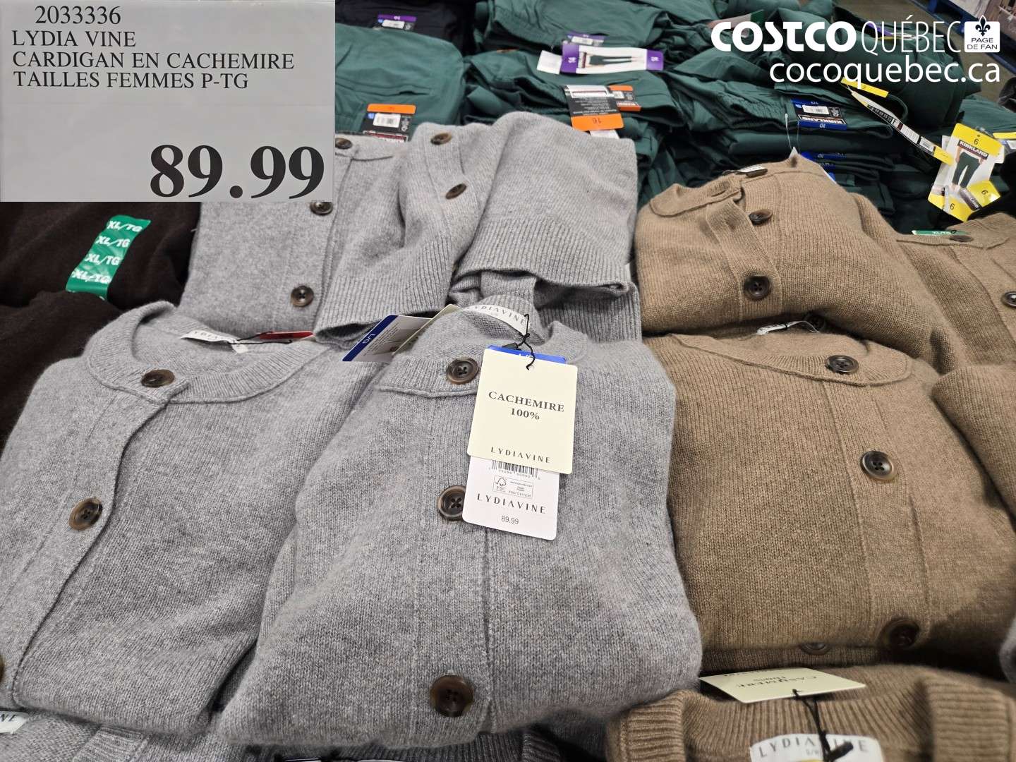 2033336 LYDIA VINE CARDIGAN EN CACHEMIRE TAILLES FEMMES P-TG $89.99