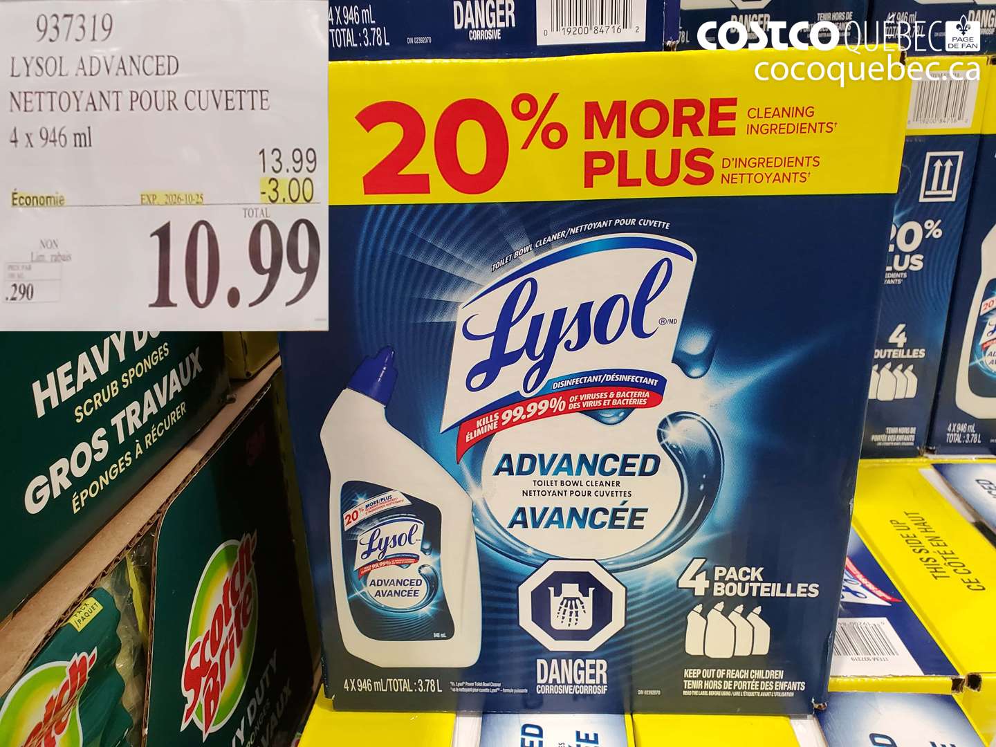 937319 LYSOL ADVANCED NETTOYANT POUR CUVETTE ($3.00 INSTANT SAVINGS EXPIRES ON 2026-10-25) $10.99