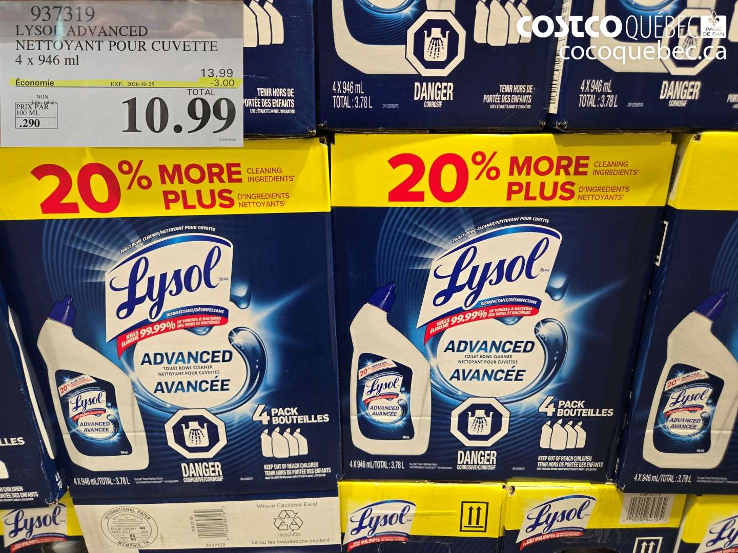 937319 LYSOL ADVANCED NETTOYANT POUR CUVETTE ($3.00 INSTANT SAVINGS EXPIRES ON 2026-10-25) $10.99