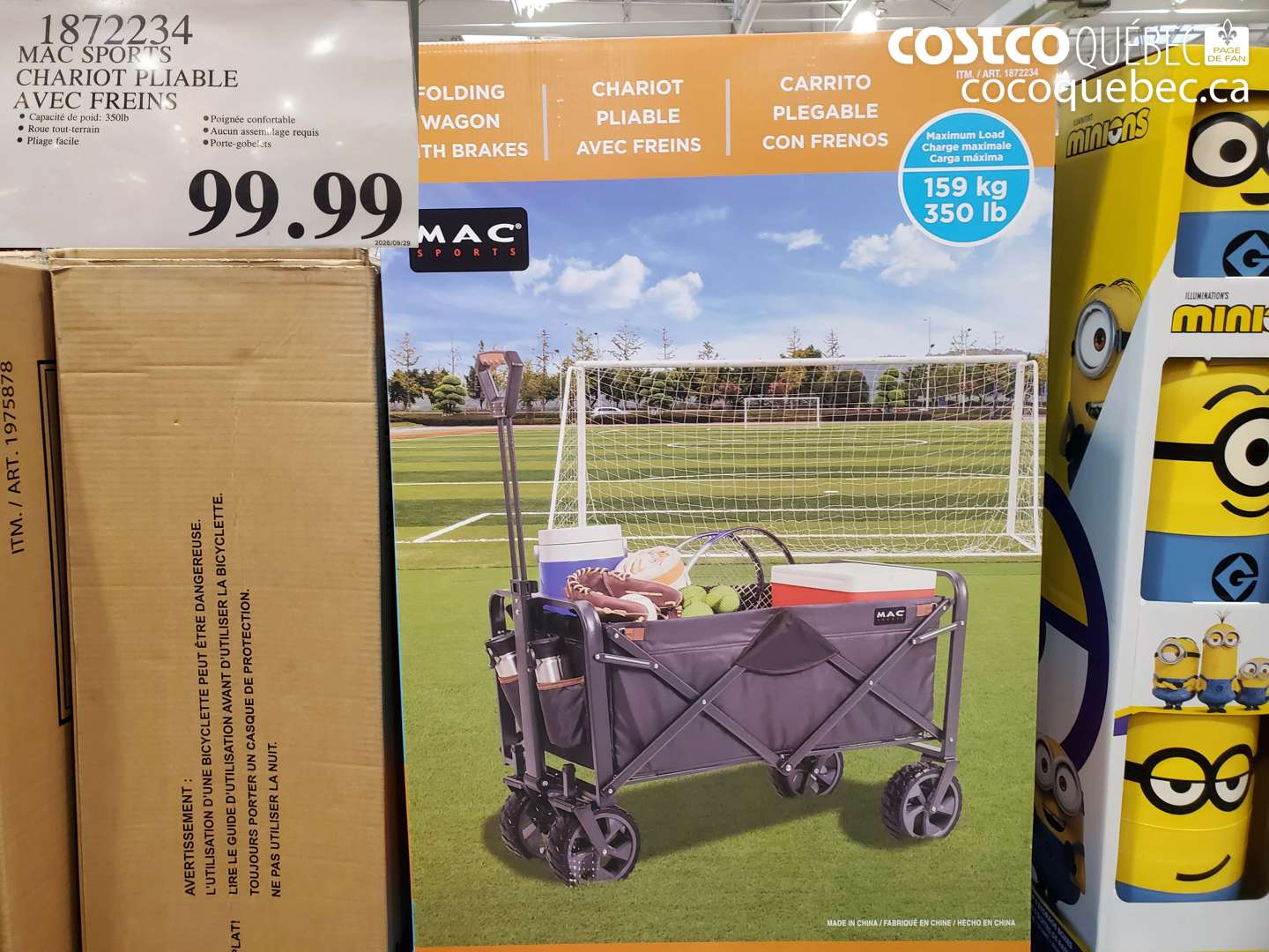 1872234 MAC SPORTS CHARIOT PLIABLE AVEC FREINS $99.99