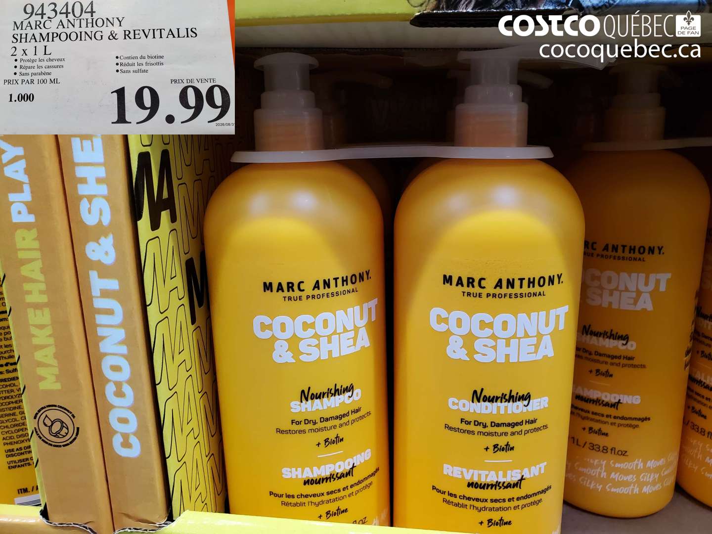 943404 MARC ANTHONY SHAMPOOING & REVITALIS 2 X 1 L $19.99