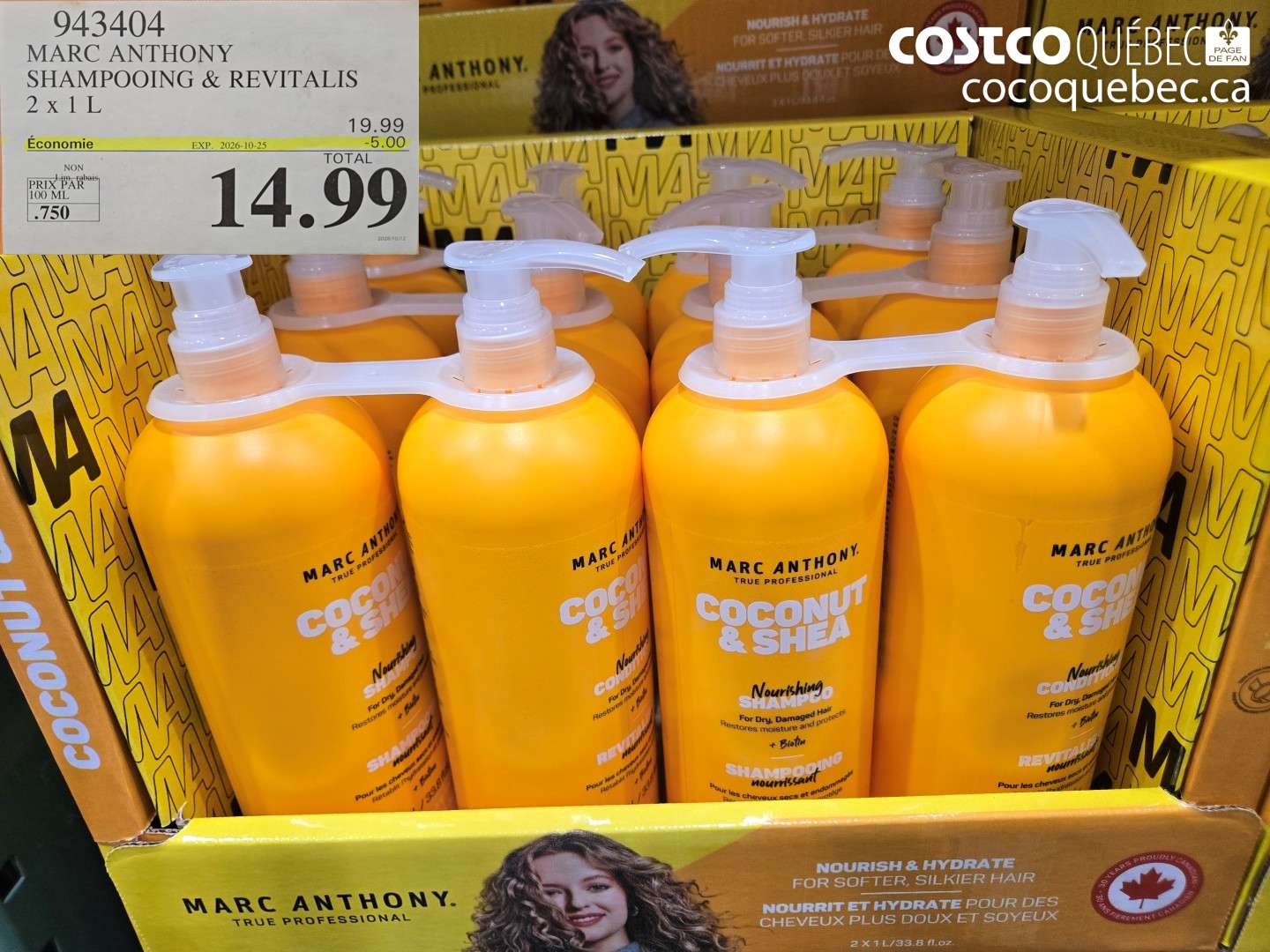 943404 MARC ANTHONY SHAMPOOING & REVITALIS 2 X 1 L ($5.00 INSTANT SAVINGS EXPIRES ON 2026-10-25) $14.99