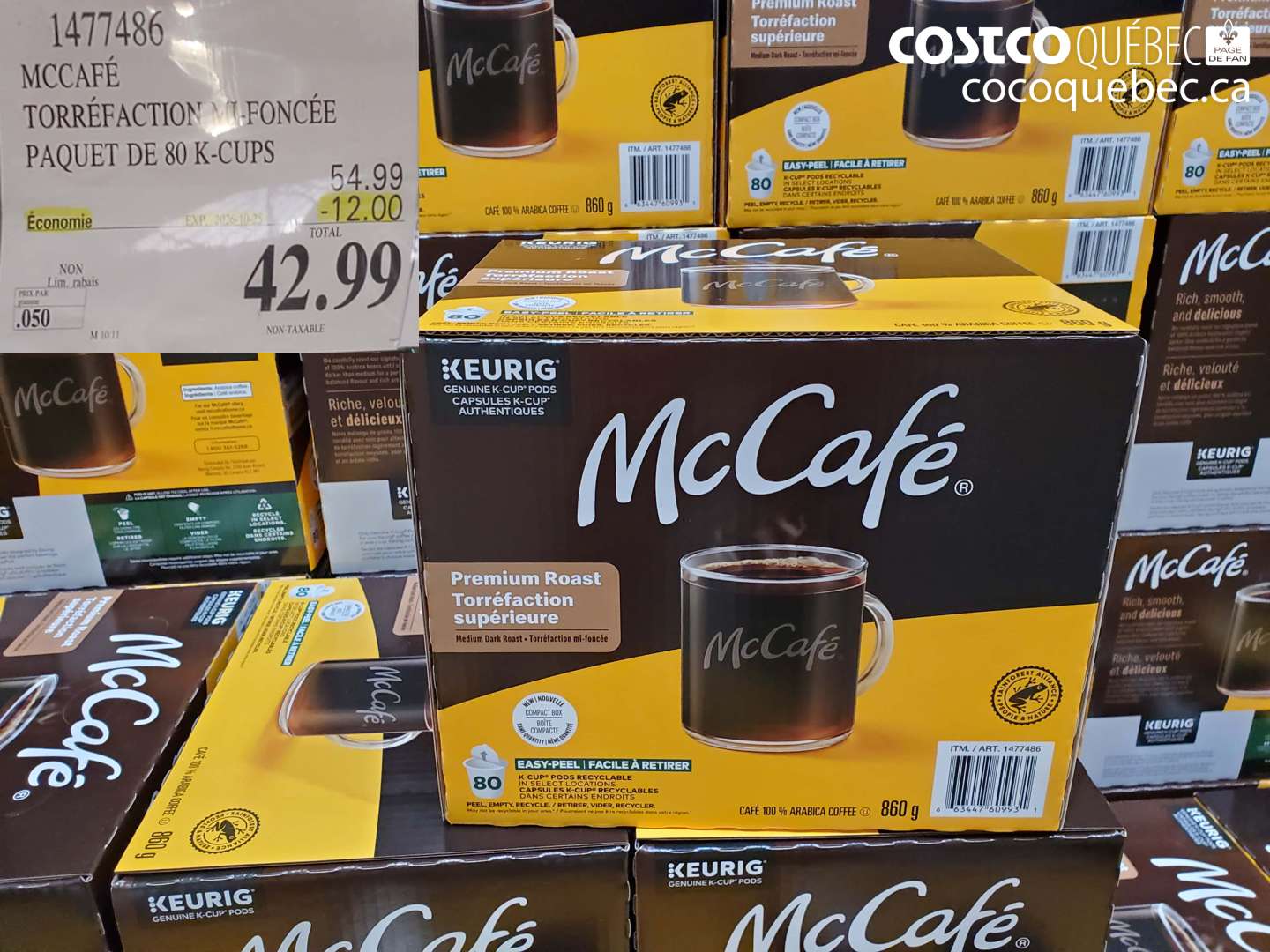 1477486 MCCAFÉ TORRÉFACTION MI-FONCÉE PAQUET DE 80 K-CUPS ($12.00 INSTANT SAVINGS EXPIRES ON 2026-10-25) $42.99