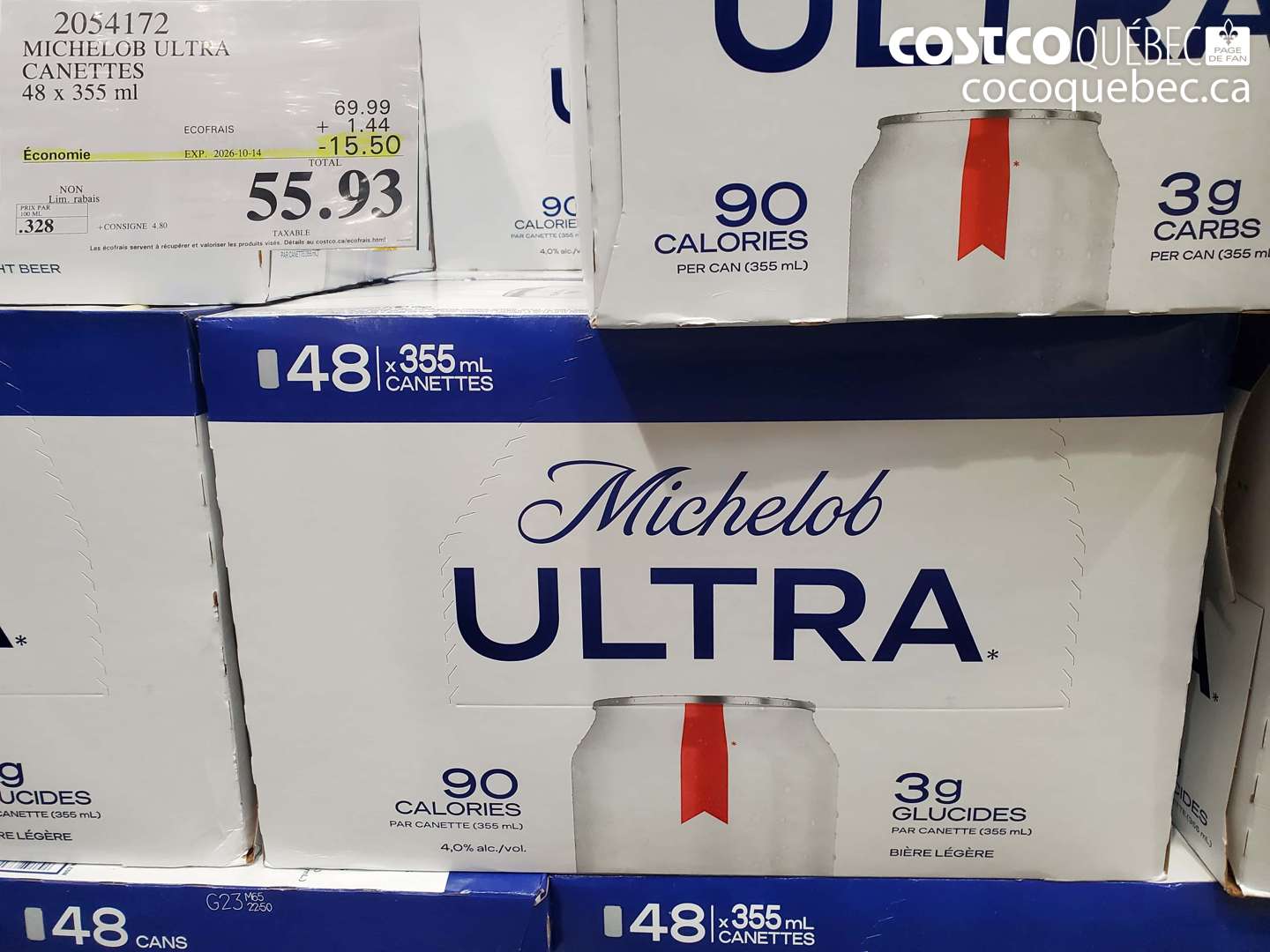 2054172 MICHELOB ULTRA CANETTES 48 X 355 ML ($15.50 INSTANT SAVINGS EXPIRES ON 2026-10-14) $55.93