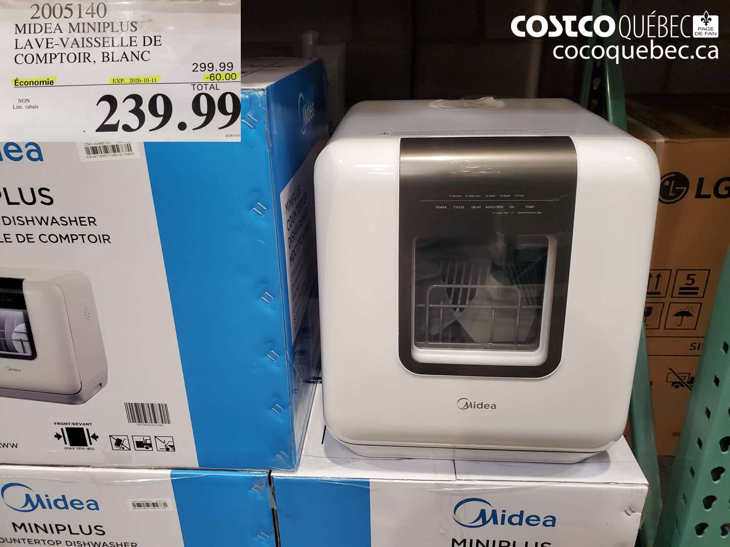 2005140 MIDEA MINIPLUS LAVE-VAISSELLE DE COMPTOIR, BLANC ($60.00 INSTANT SAVINGS EXPIRES ON 2026-10-11) $239.99