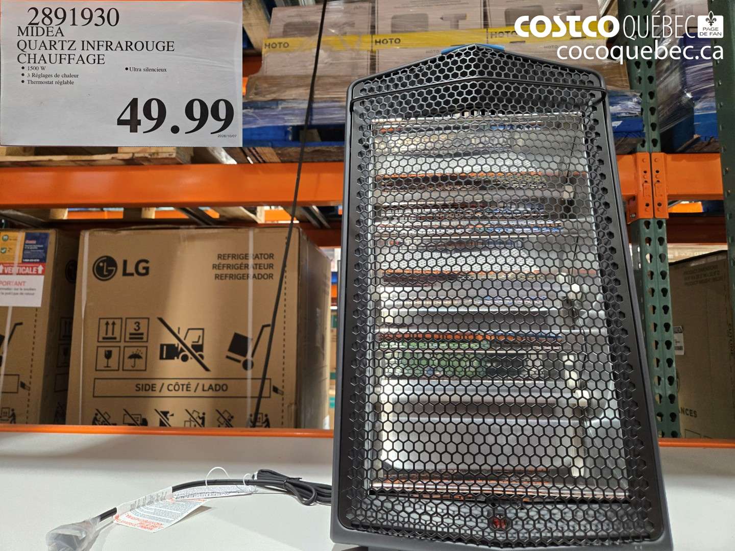 2891930 MIDEA QUARTZ INFRAROUGE CHAUFFAGE $49.99
