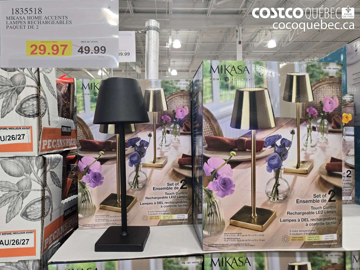 1835518 MIKASA HOME ACCENTS LAMPES RECHARGEABLES PAQUET DE 2 $29.97