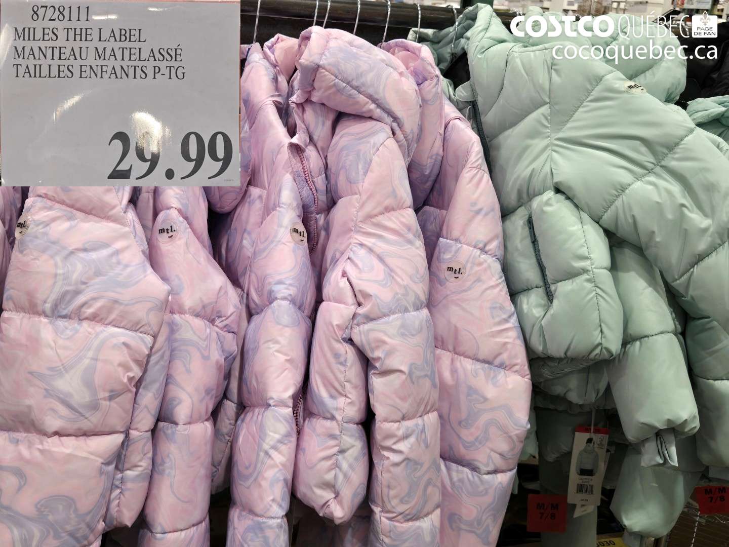 8728111 MILES THE LABEL MANTEAU MATELASSÉ TAILLES ENFANTS P-TG $29.99
