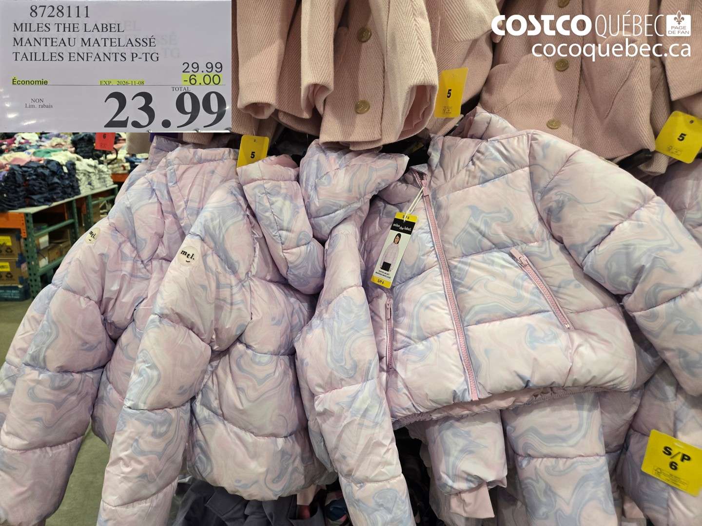 8728111 MILES THE LABEL MANTEAU MATELASSÉ TAILLES ENFANTS P-TG ($6.00 INSTANT SAVINGS EXPIRES ON 2026-11-08) $23.99