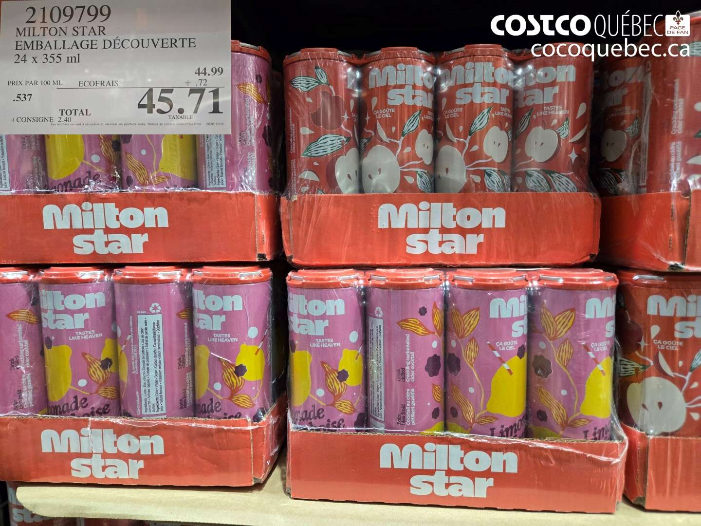 2109799 MILTON STAR EMBALLAGE DÉCOUVERTE 24 X 355 ML $45.71