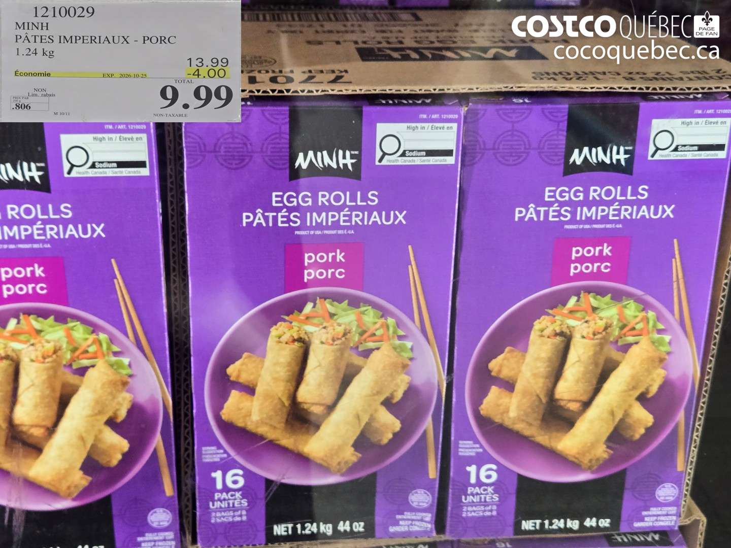1210029 MINH PÂTES IMPERIAUX - PORC ($4.00 INSTANT SAVINGS EXPIRES ON 2026-10-25) $9.99