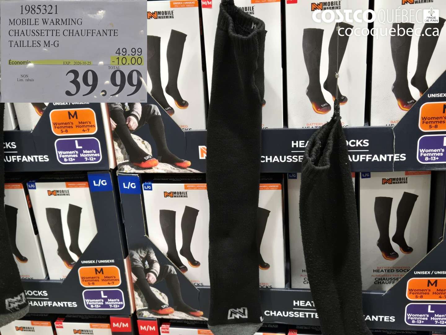 1985321 MOBILE WARMING CHAUSSETTE CHAUFFANTE TAILLES M-G ($10.00 INSTANT SAVINGS EXPIRES ON 2026-10-25) $39.99