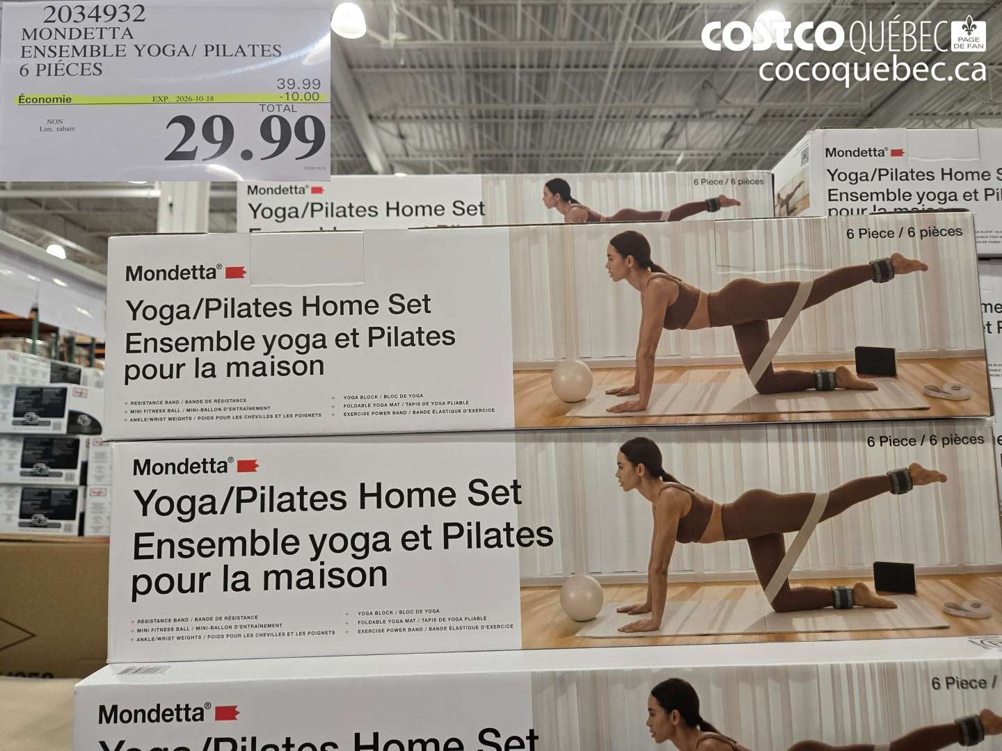 2034932 MONDETTA ENSEMBLE YOGA/ PILATES 6 PIÈCES ($10.00 INSTANT SAVINGS EXPIRES ON 2026-10-18) $29.99