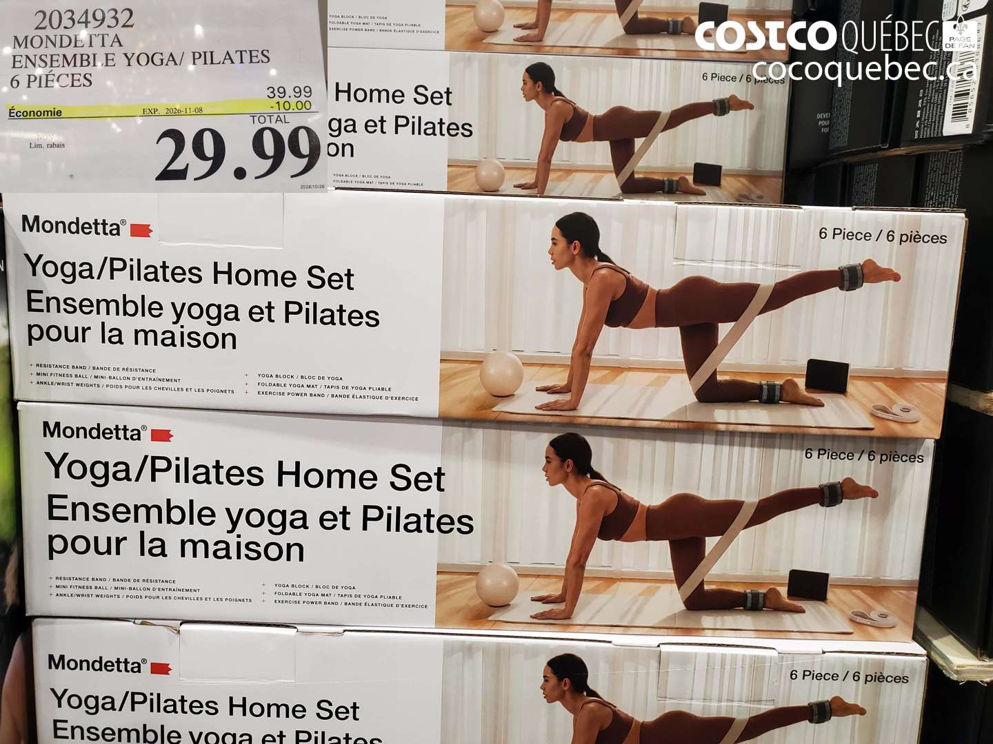 2034932 MONDETTA ENSEMBLE YOGA/ PILATES 6 PIÈCES ($10.00 INSTANT SAVINGS EXPIRES ON 2026-11-08) $29.99