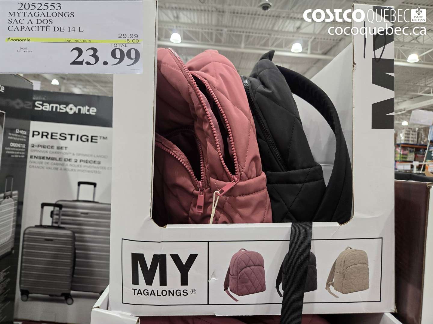 2052553 MYTAGALONGS SAC A DOS CAPACITÉ DE 14 L ($6.00 INSTANT SAVINGS EXPIRES ON 2026-10-18) $23.99