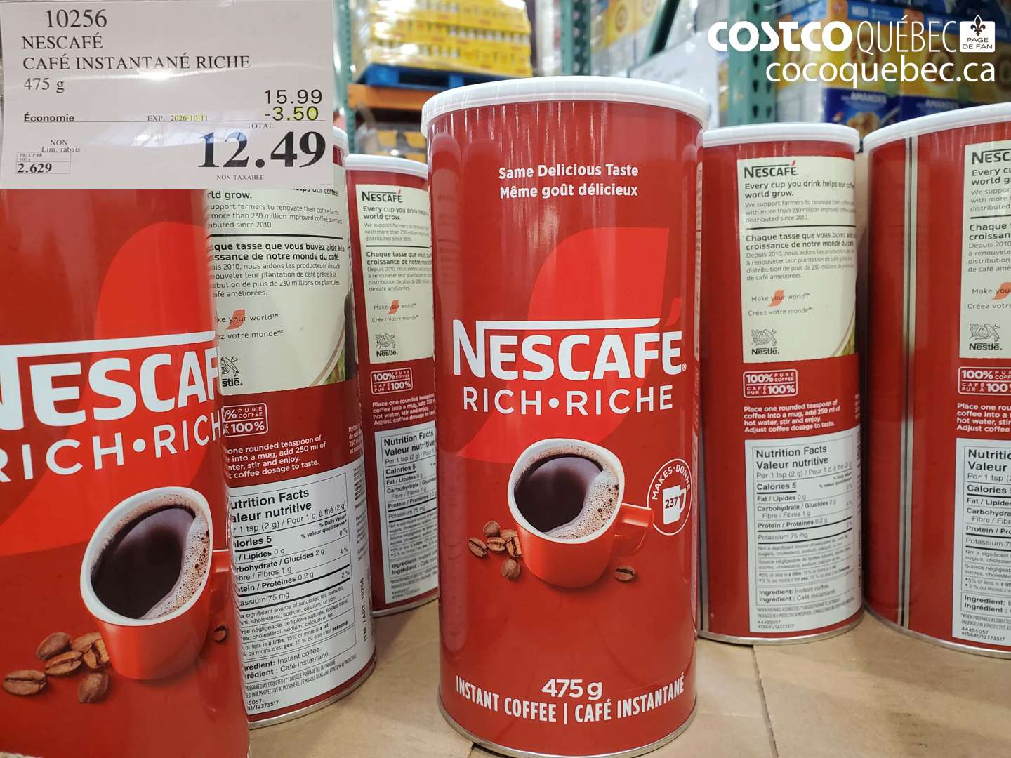 10256 NESCAFÉ CAFÉ INSTANTANÉ RICHE ($3.50 INSTANT SAVINGS EXPIRES ON 2026-10-11) $12.49