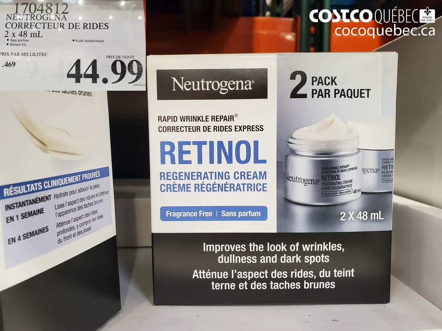1704812 NEUTROGENA CORRECTEUR DE RIDES 2 X 48 ML $44.99