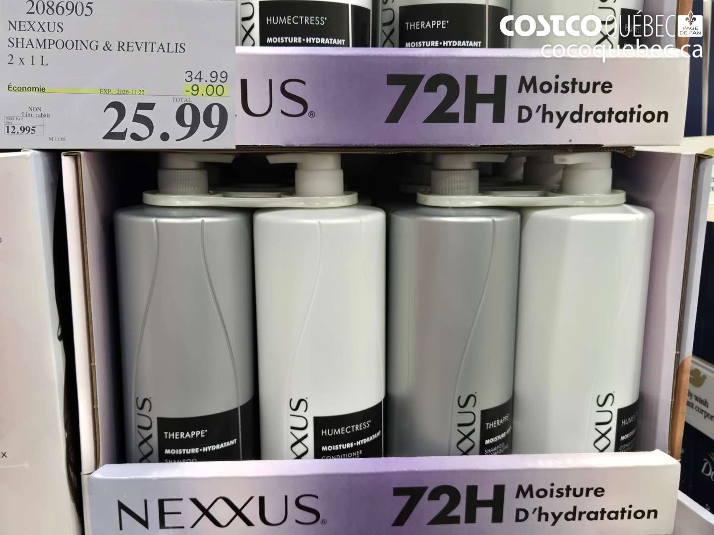 2086905 NEXXUS SHAMPOOING & REVITALIS 2 X 1 L ($9.00 INSTANT SAVINGS EXPIRES ON 2026-11-22) $25.99