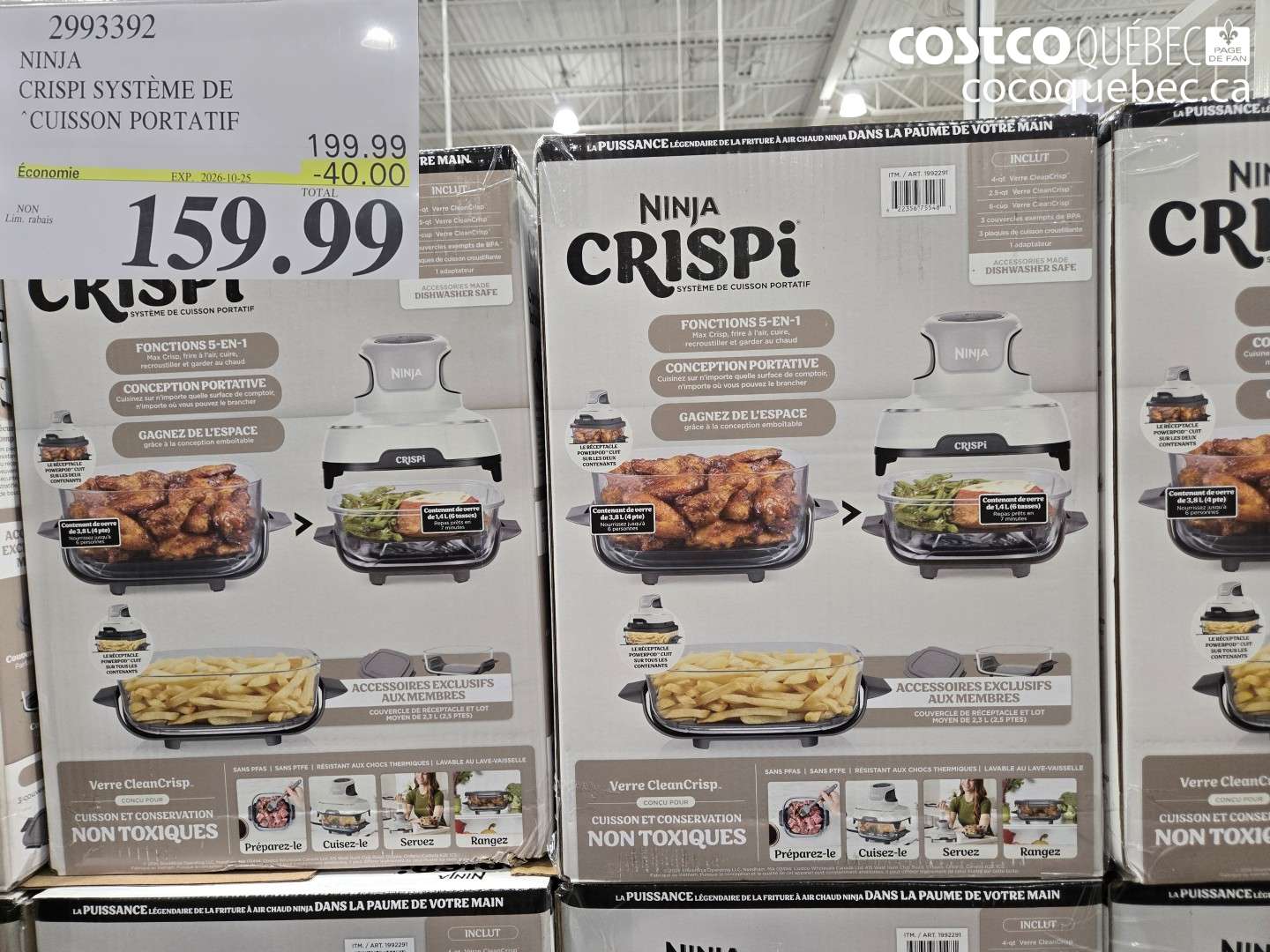2993392 NINJA CRISPI SYSTÈME DE CUISSON PORTATIF ($40.00 INSTANT SAVINGS EXPIRES ON 2026-10-25) $159.99