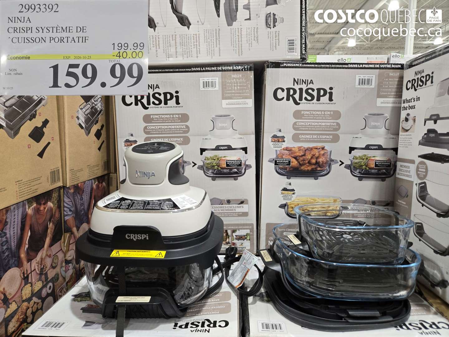 2993392 NINJA CRISPI SYSTÈME DE CUISSON PORTATIF ($40.00 INSTANT SAVINGS EXPIRES ON 2026-10-25) $159.99