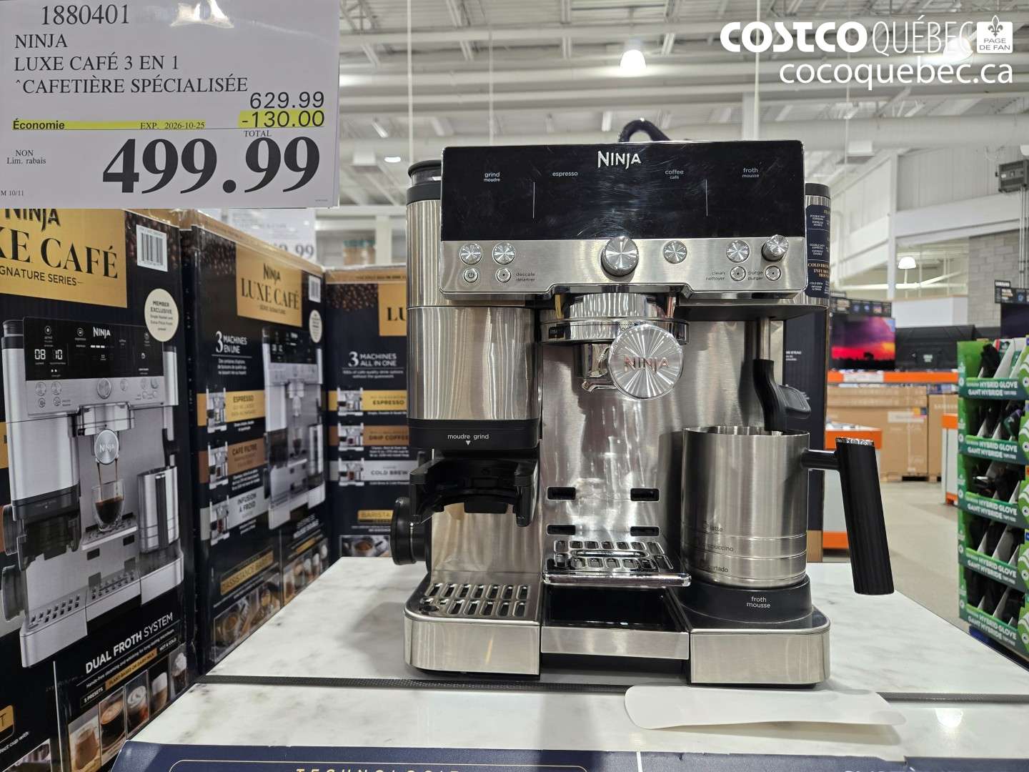 1880401 NINJA LUXE CAFÉ 3 EN 1 CAFETIÈRE SPÉCIALISÉE ($130.00 INSTANT SAVINGS EXPIRES ON 2026-10-25) $499.99