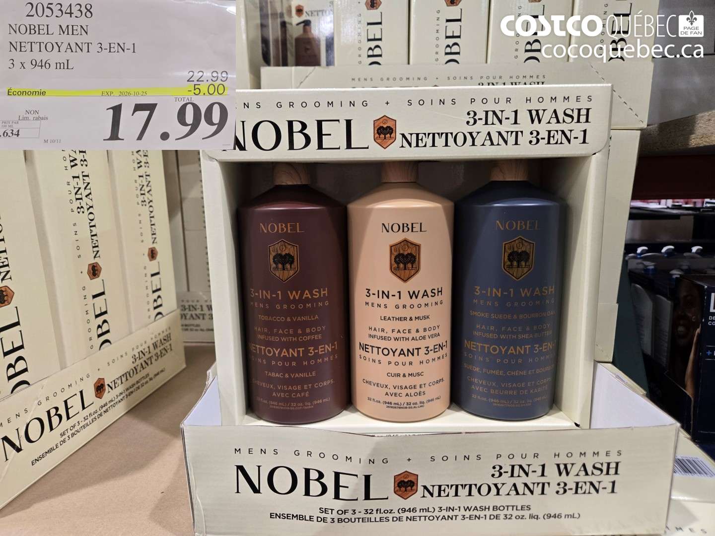2053438 NOBEL MEN NETTOYANT 3-EN-1 ($5.00 INSTANT SAVINGS EXPIRES ON 2026-10-25) $17.99