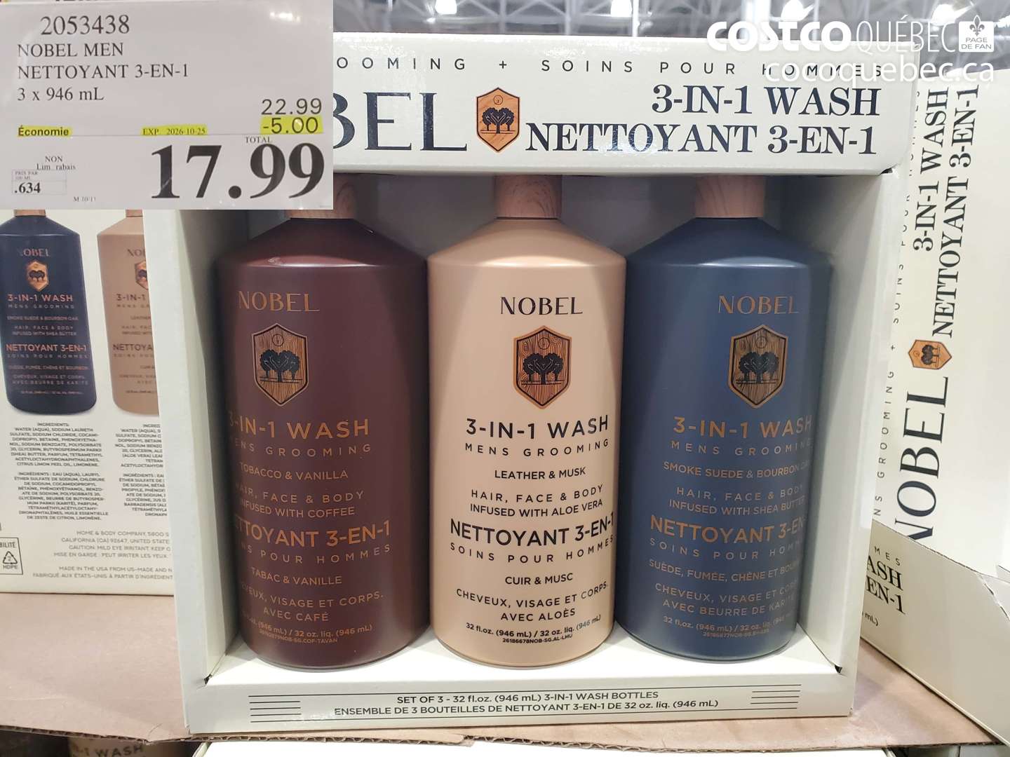 2053438 NOBEL MEN NETTOYANT 3-EN-1 ($5.00 INSTANT SAVINGS EXPIRES ON 2026-10-25) $17.99