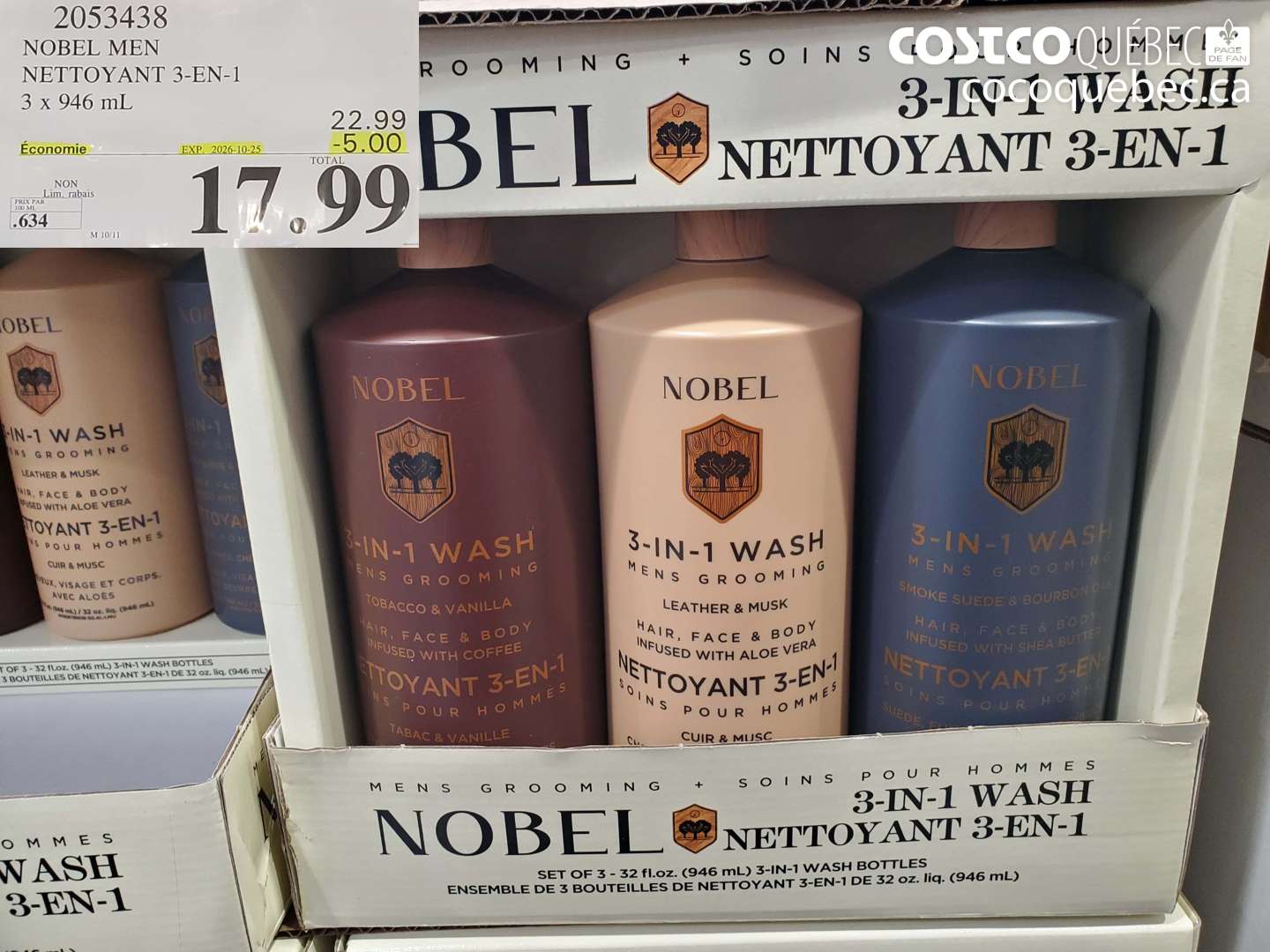 2053438 NOBEL MEN NETTOYANT 3-EN-1 ($5.00 INSTANT SAVINGS EXPIRES ON 2026-10-25) $17.99