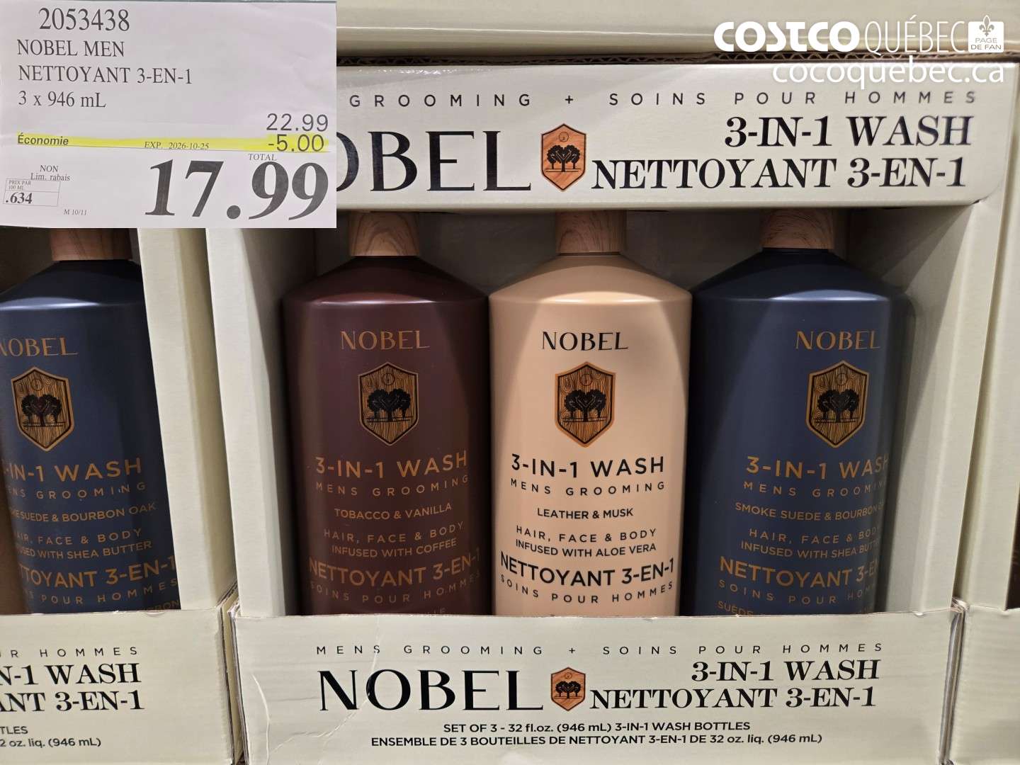 2053438 NOBEL MEN NETTOYANT 3-EN-1 ($5.00 INSTANT SAVINGS EXPIRES ON 2026-10-25) $17.99