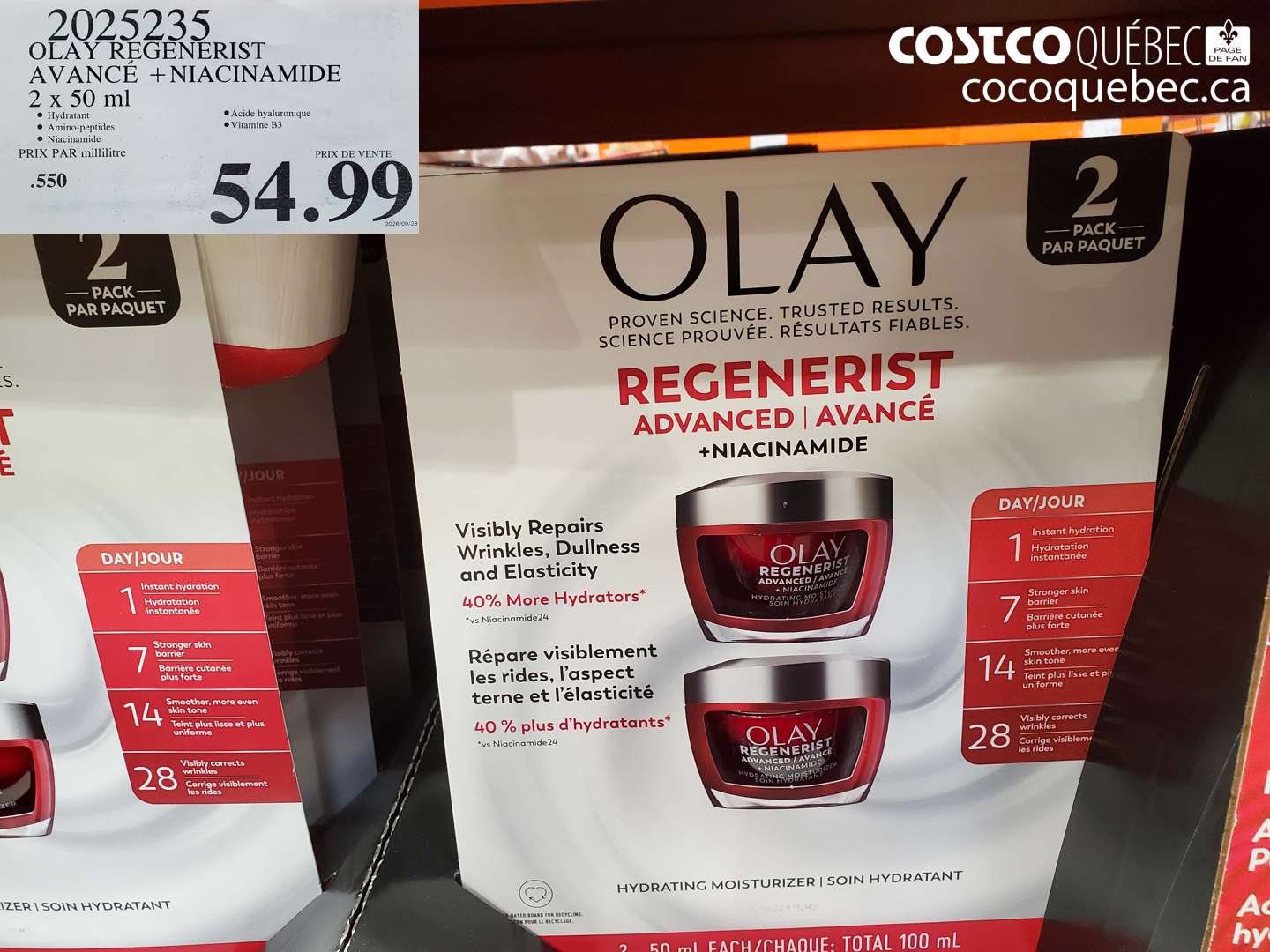 2025235 OLAY REGENERIST AVANCÉ + NIACINAMIDE 2 X 50 ML $54.99