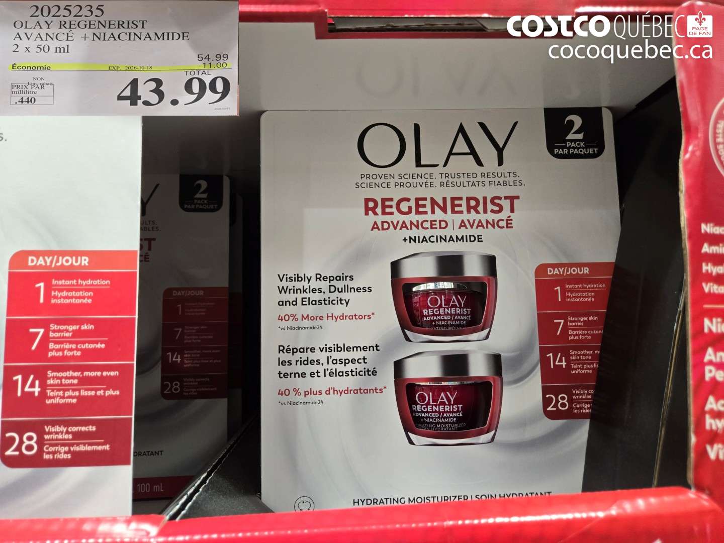 2025235 OLAY REGENERIST AVANCÉ + NIACINAMIDE 2 X 50 ML ($11.00 INSTANT SAVINGS EXPIRES ON 2026-10-18) $43.99
