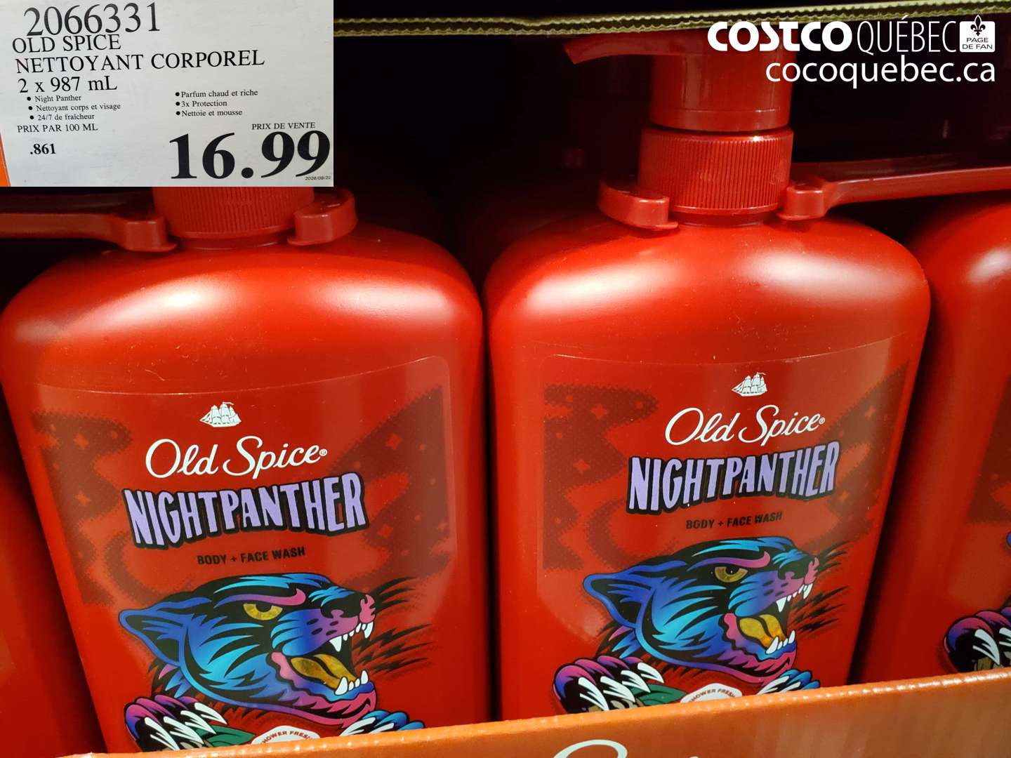 2066331 OLD SPICE NETTOYANT CORPOREL 2 X 987 ML $16.99