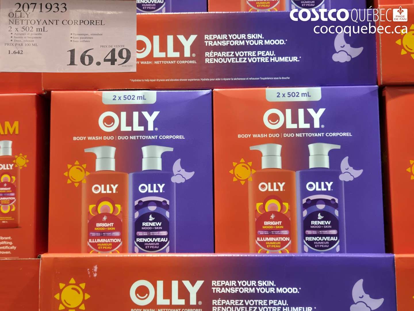 2071933 OLLY NETTOYANT CORPOREL 2 X 502 ML $16.49