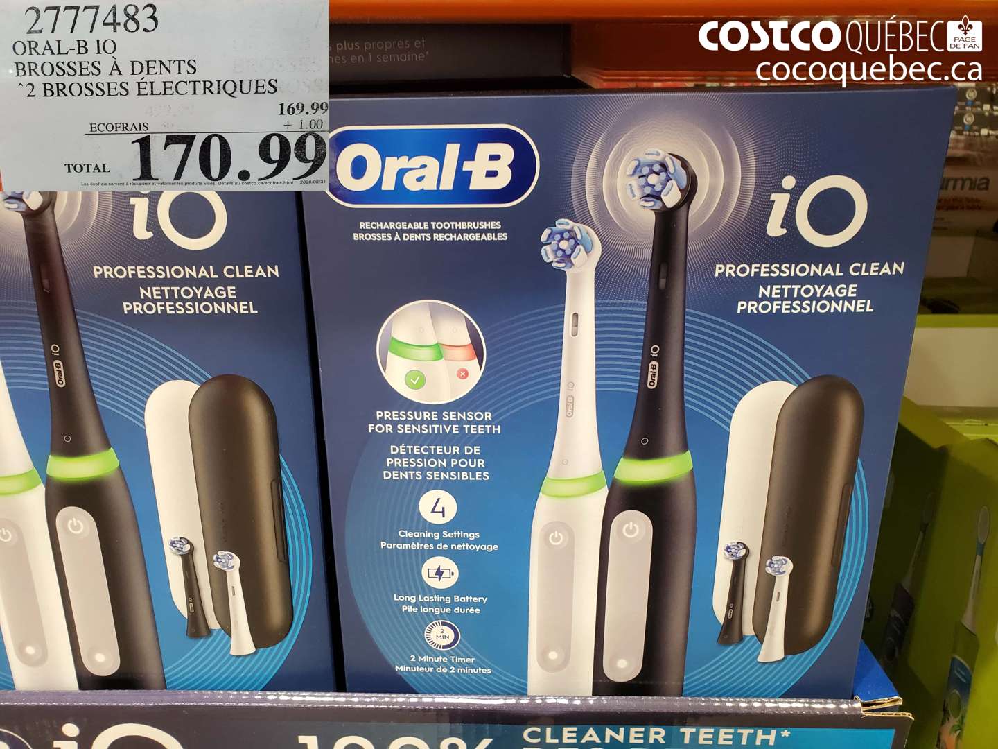 2777483 ORAL-B IO BROSSES À DENTS 2 BROSSES ÉLECTRIQUES $170.99
