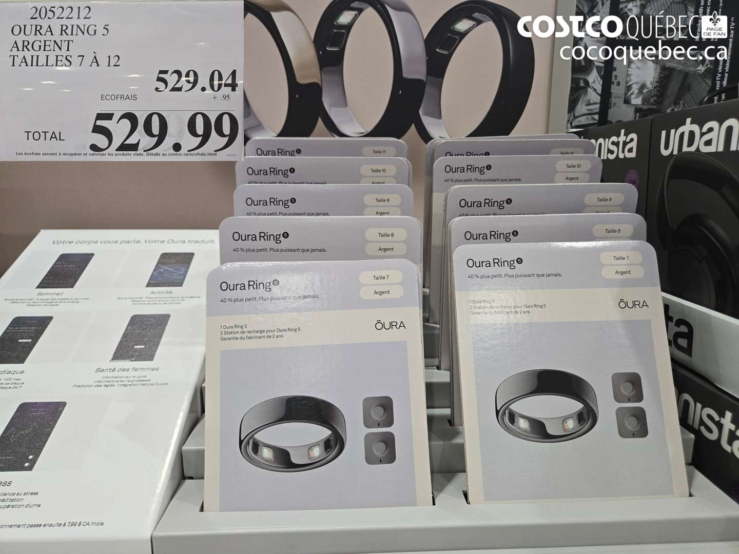 2052212 OURA RING 5 ARGENT TAILLES 7 À 12 $529.99