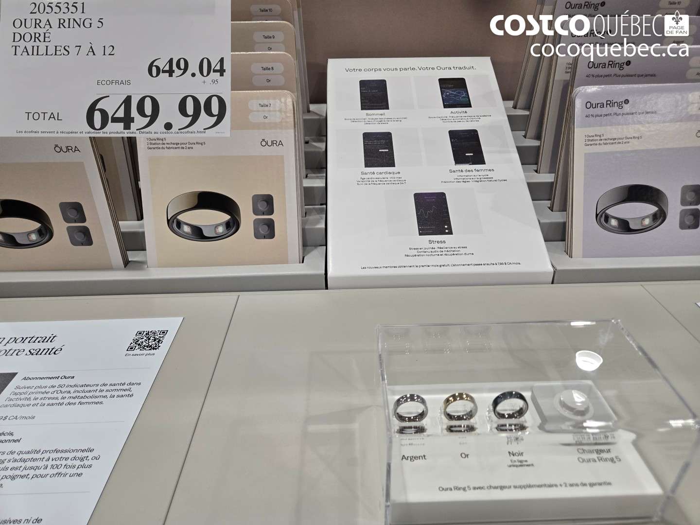 2055351 OURA RING 5 DORÉ TAILLES 7 À 12 $649.99
